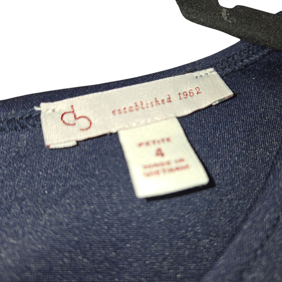 CB Est‎ 1962 Womens Size 4 Petite Floral Dress Navy Blue Stretch Sleeveless - Picture 2 of 16